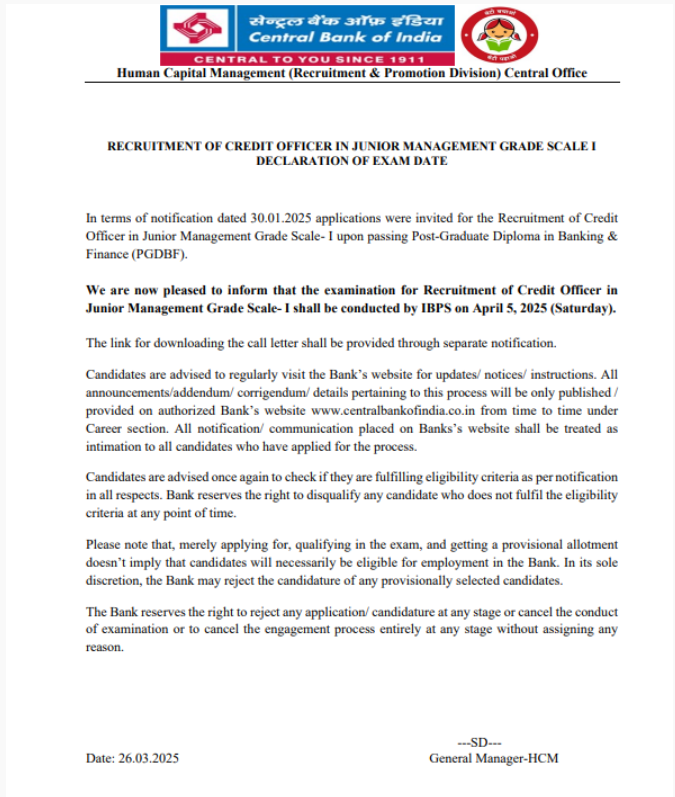 Central Bank Credit Officer result out