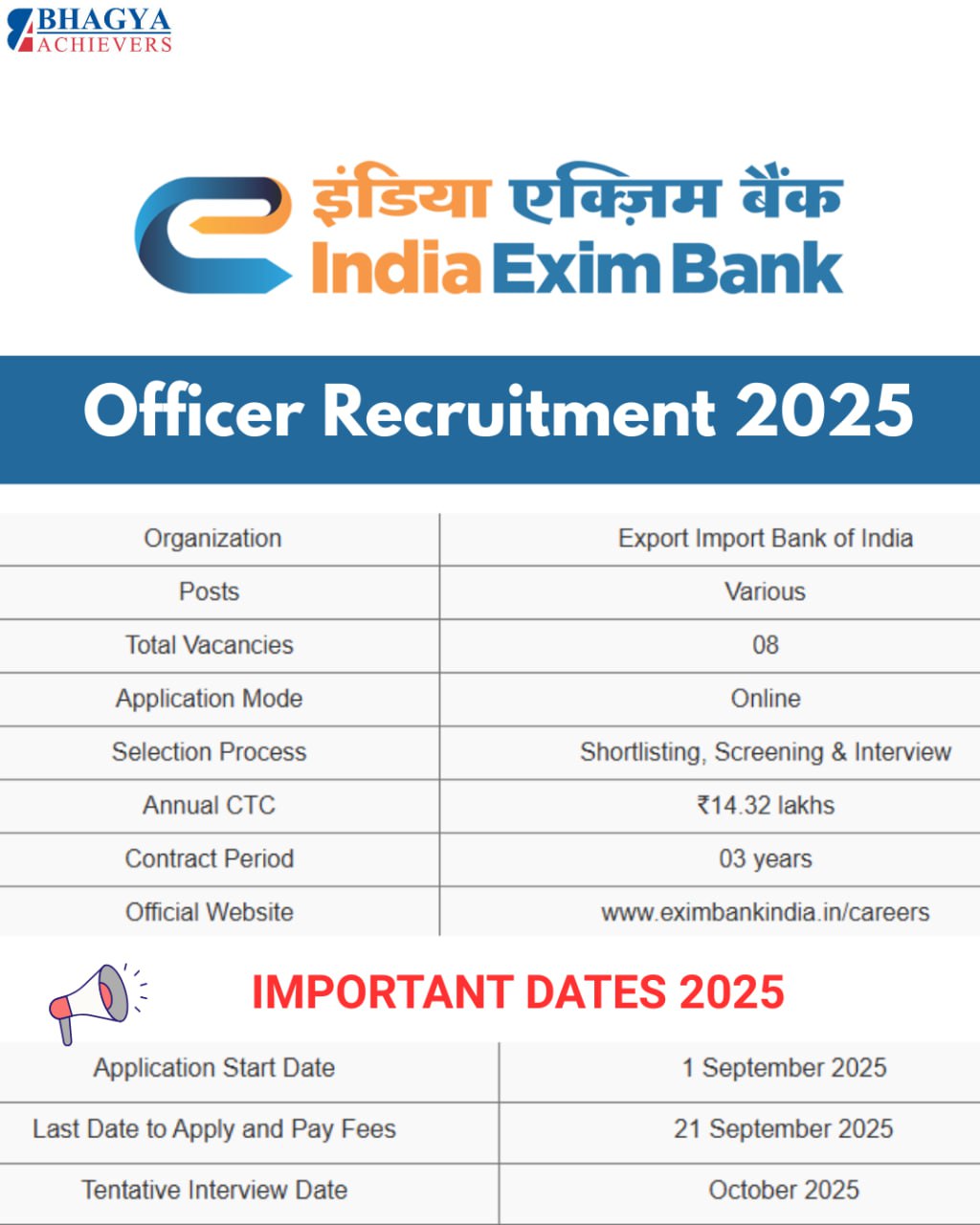 India Exim Bank Officer Recruitment 2025 https://www.eximbankindia.in/sites/default/files/2025-08/Recruitment%20of%20OCs%20HRM%20OC%20CCG%20ESG%20INFRA%20202526%2004.pdf