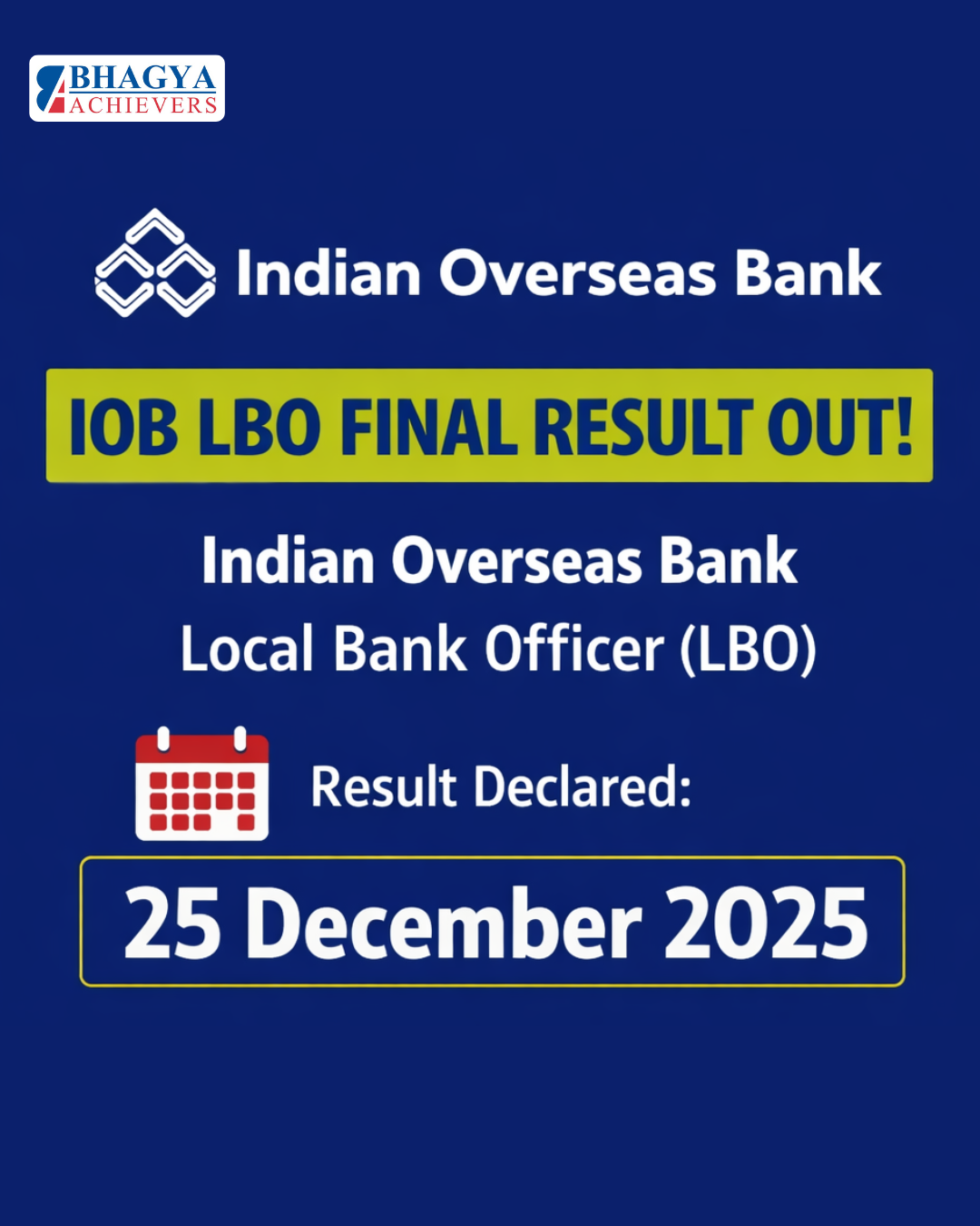 Indian Overseas Bank LBO Final Result Out !! Check your Result Now : https://www.iob.bank.in/upload/CEDocuments/iobAnnexure_Tamilnadu.pdf