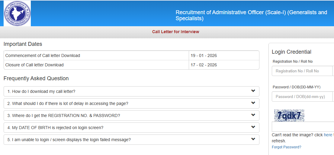 NIACL AO Interview call letter out 2026 !! Download Now :-https://ibpsonline.ibps.in/niacljul25/intcla_jan26/login.php?appid=ed399af8e36460123a12d5546f4080a6