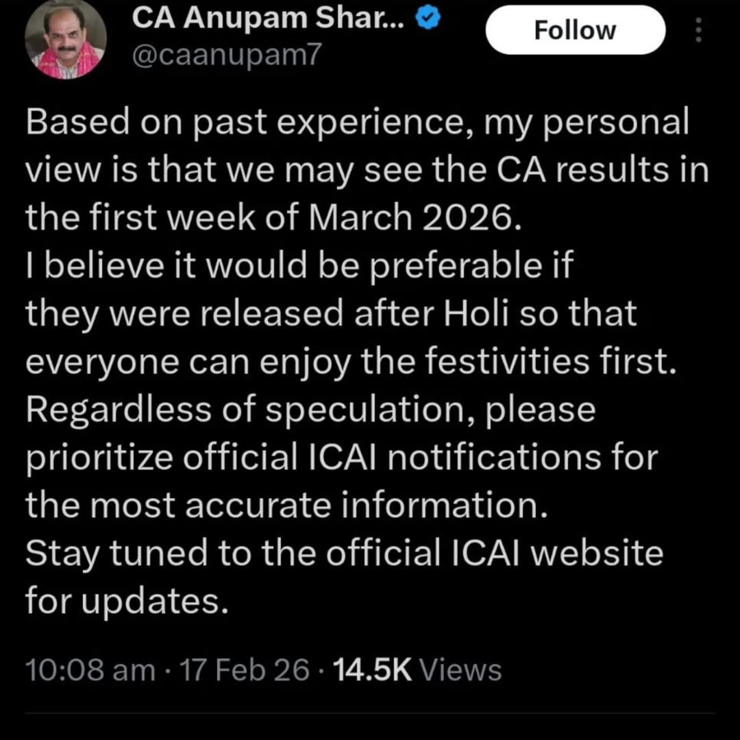 CA Jan 2026 Result update 