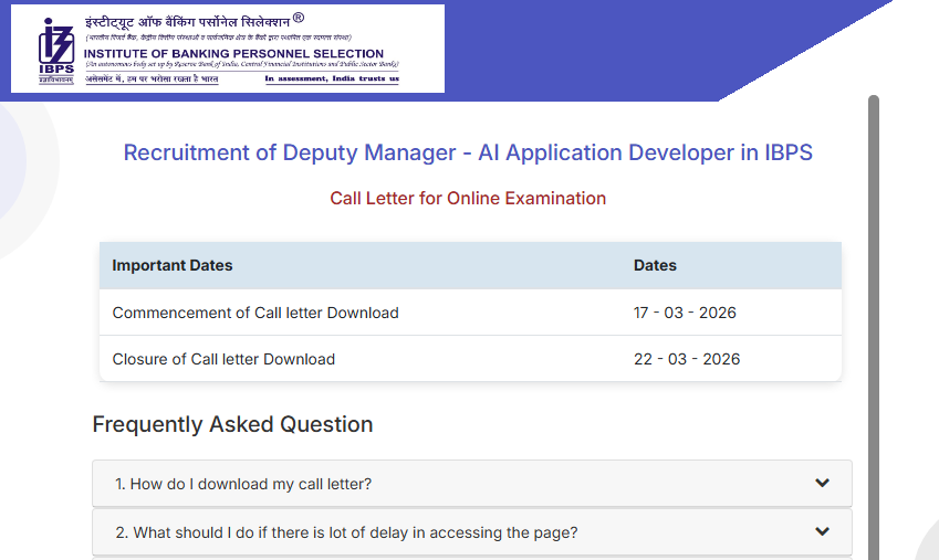 IBPS Deputy Manager Admit Card 2026 Out !!  Exam will be held on 22 March 2026   download now :- https://ibpsreg.ibps.in/ibpsdmfeb26/oecla_mar26/login.php?appid=a09725ec8283c2d76d49812bb4dffb03