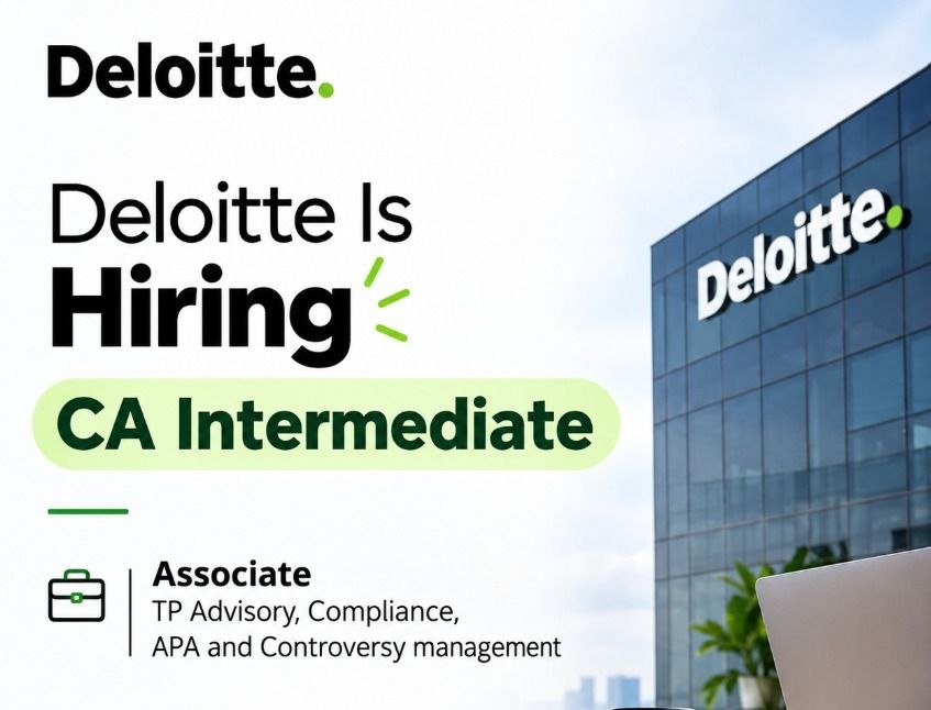 🚨 Deloitte Is Hiring!  CA Intermediate | Associate – TP Advisory, Compliance, APA &amp; Controversy Management  Below is Link -   https://southasiacareers.deloitte.com/job/Gurugram-Associate-TP-Advisory%2C-Compliance%2C-APA-and-Controversy-management-Gurugram-Transfer-Pricing/58975244/  Apply now and explore this opportunity with Deloitte!