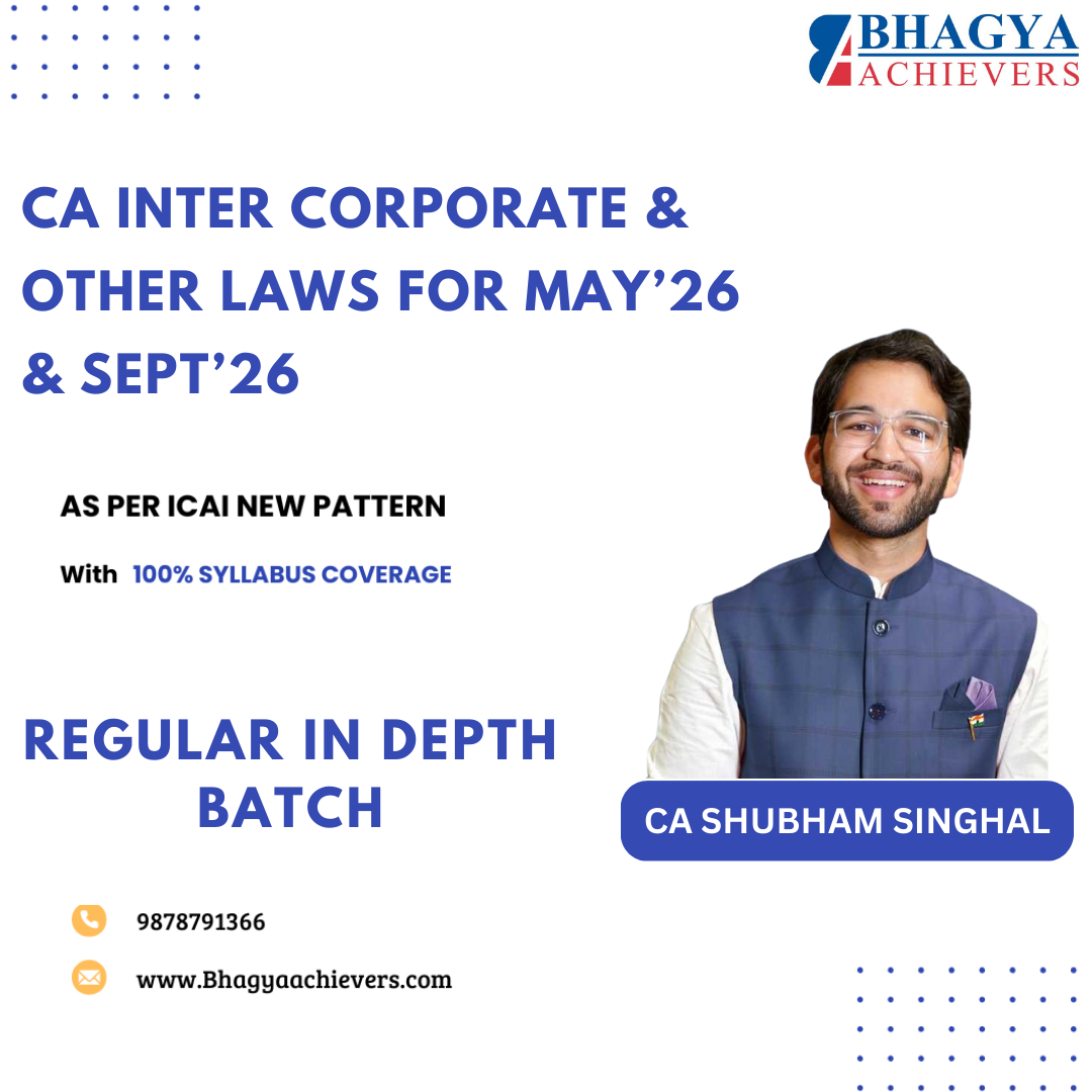 CA Inter- Corporate & Other Laws Regular In Depth (Paper 2) – May’26 & Sept’26