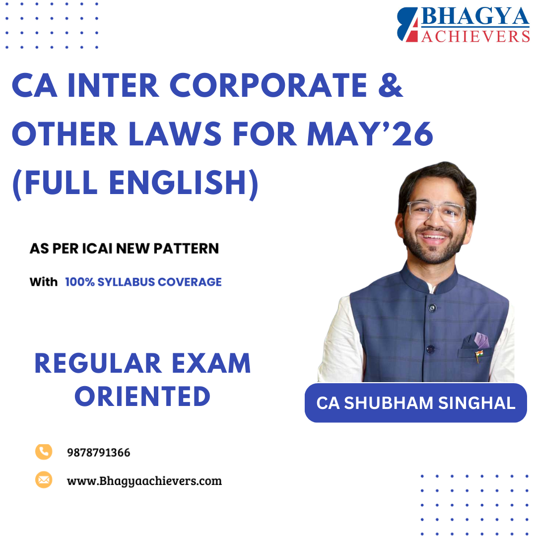 CA Inter- Corporate & Other Laws Regular Exam Oriented Batch (Paper 2) English – May’26