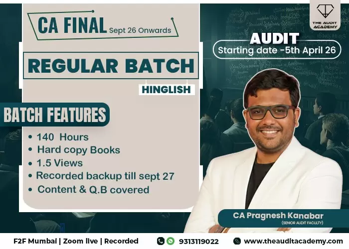 CA Final Audit Regular Hinglish F2F + Zoom Live + Recorded