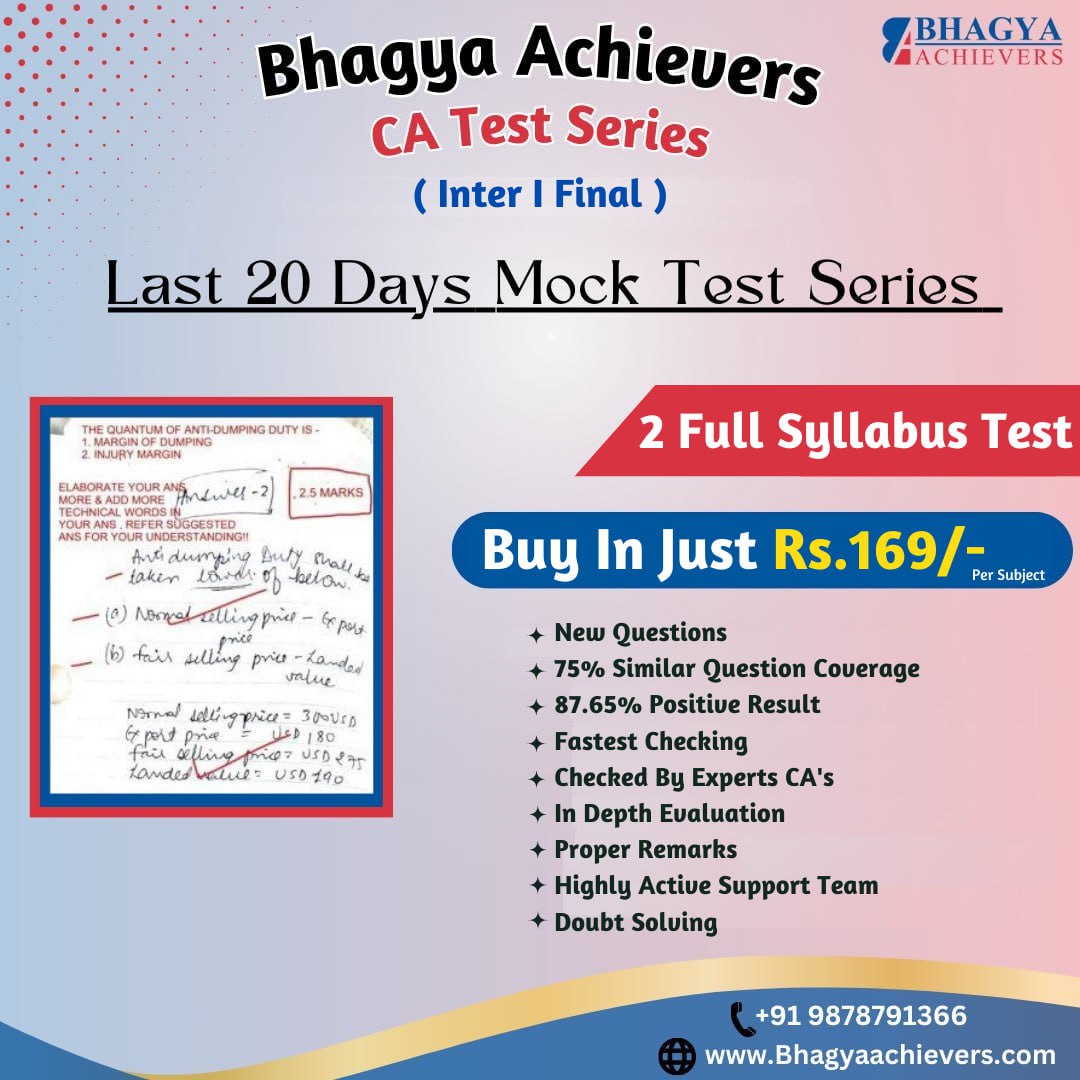 Bhagya Achivers Test Series